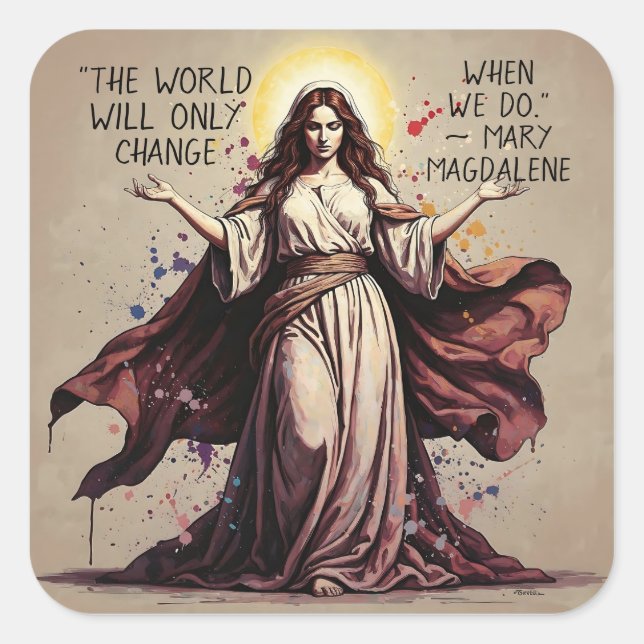 Adesivo Quadrado Vintage Art Mary Magdalene Quote  (Frente)