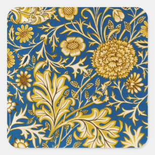 Adesivo Quadrado Vintage Arte Floral Azul Cherwell de William Morri