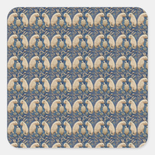 Adesivo Quadrado Vintage Azulejo espanhol Coelho Animal Tortoise Az