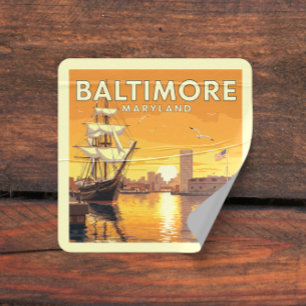 Adesivo Quadrado Vintage Baltimore Maryland