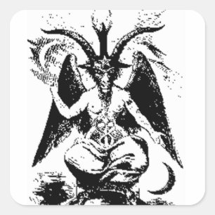 Adesivo Quadrado Vintage Baphomet preto