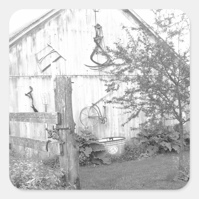 Adesivo Quadrado Vintage Barn (Frente)