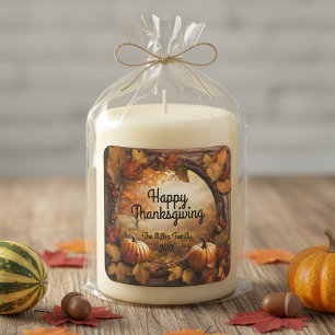 Adesivo Quadrado Vintage Barn Wood Frame Happy Graças