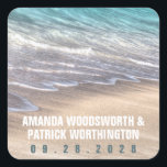 Adesivo Quadrado Vintage Beach Waves e Sand Weding Favor<br><div class="desc">Vintage Beach Waves e Sand Wedding Favor Stickers - use-os para vestir envelopes,  usar vários itens na sua recepção e muito mais. Design apresenta um belo design de areia e ondas de praia. Veja a coleção correspondente neste design que foi encontrada nesta página.</div>