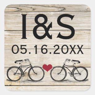 Adesivo Quadrado Vintage Bicycle Weding Favor Stickers