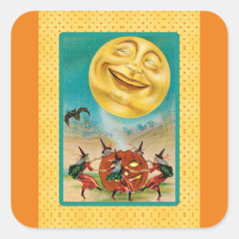 Adesivo Quadrado Vintage Black Cat Witeen Sticker