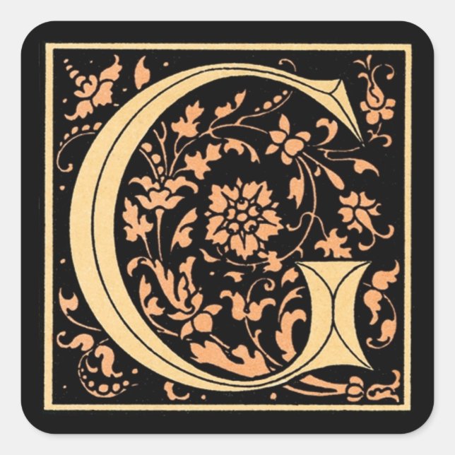 Adesivo Quadrado Vintage Black & Dourado Letter "G" - Sticker (Frente)