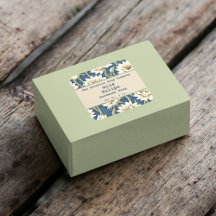 Vintage blue creme floral soap cosmético label 1