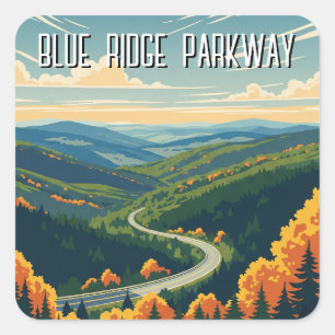 Adesivo Quadrado Vintage Blue Ridge Parkway Viagem