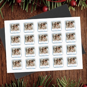 Adesivo Quadrado Vintage Blue Snowflake Natal