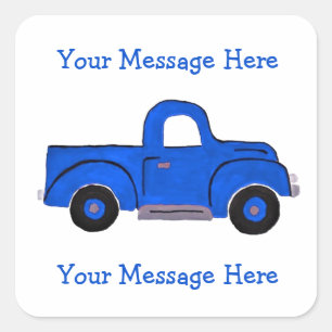 Adesivo Quadrado Vintage Blue Truck Design