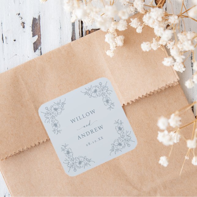 Adesivo Quadrado Vintage Blue Wedker Sticker (Vintage Blue Wedding Sticker
)