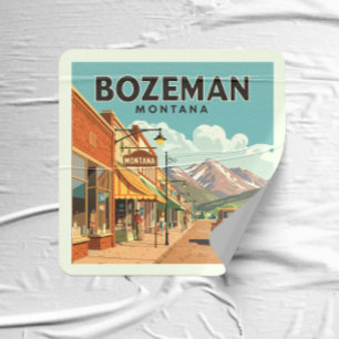 Adesivo Quadrado Vintage Bozeman Montana