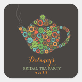 Adesivo Quadrado Vintage Bridal Tea Party Stickers