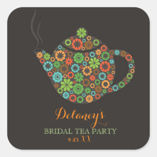 Adesivo Quadrado Vintage Bridal Tea Party Stickers
