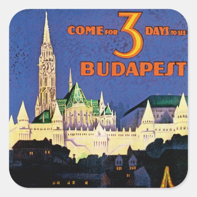 Adesivo Quadrado Vintage Budapest (Frente)