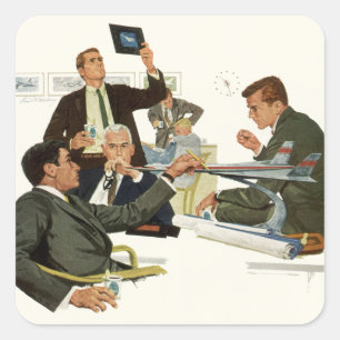 Adesivo Quadrado Vintage Business, Airline Executives Meeting