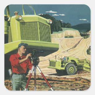 Adesivo Quadrado Vintage Business, Local de Construção com Inspet