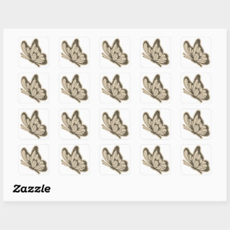 Adesivo Quadrado Vintage Butterfly Sticker Set (20 peças)