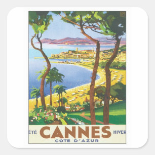Adesivo Quadrado Vintage Cannes Cote d'Azur