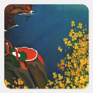 Adesivo Quadrado Vintage Capri L'Isola del Sole Itália