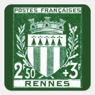 Adesivo Quadrado Vintage Casaco de Arms Rennes, França