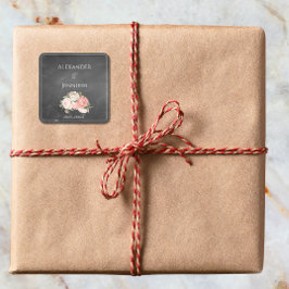 Adesivo Quadrado Vintage Chalkboard Boho Floral wedding 