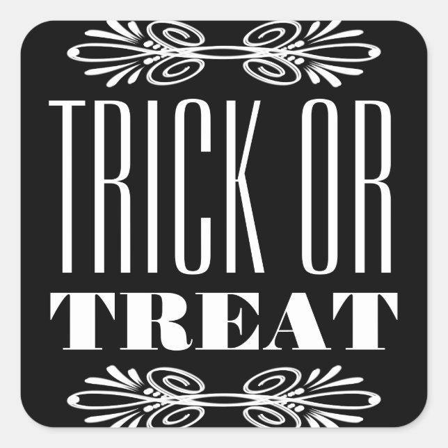 Adesivo Quadrado Vintage Chalkboard Trick ou Treine Halloween (Frente)