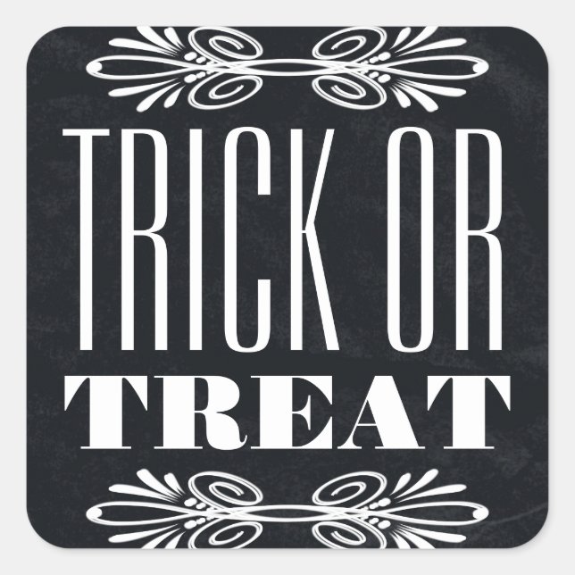 Adesivo Quadrado Vintage Chalkboard Trick ou Treine Halloween (Frente)