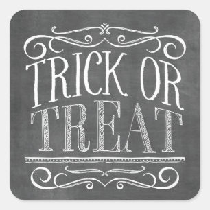 Adesivo Quadrado Vintage Chalkboard Trick ou Treine Halloween