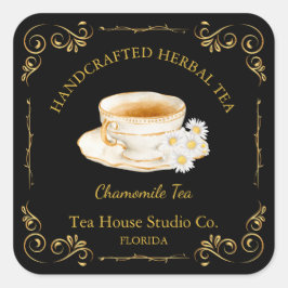 Adesivo Quadrado Vintage Chamomile Tea Square Label