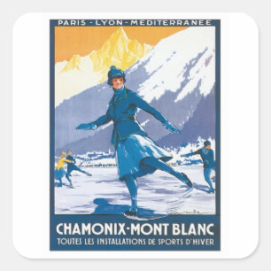 Adesivo Quadrado Vintage Chamonix Mont Blanc