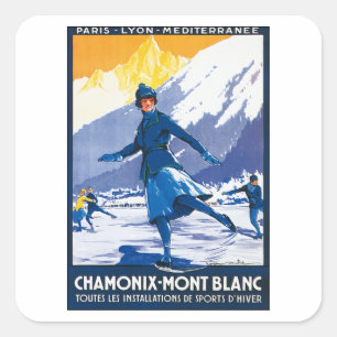 Adesivo Quadrado Vintage Chamonix - poster de Mont Blanc