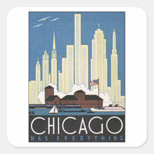 Adesivo Quadrado Vintage Chicago Illinois