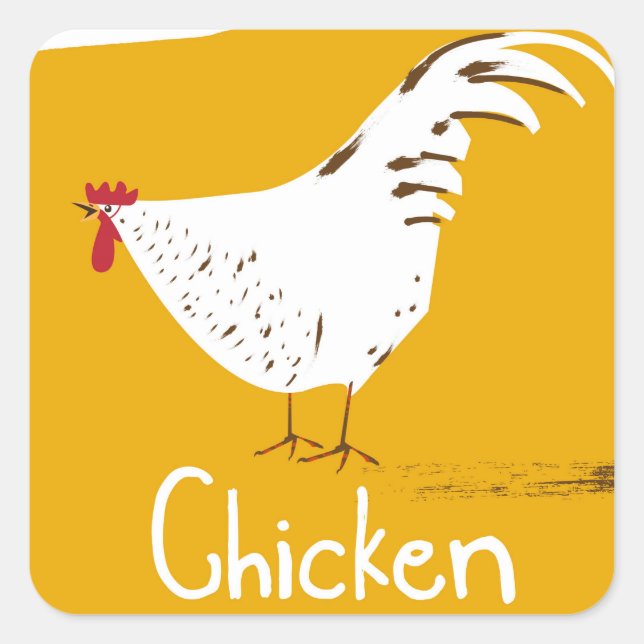 Adesivo Quadrado Vintage Chicken (Frente)