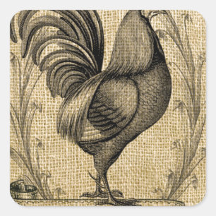 Adesivo Quadrado Vintage Chicken Burlap
