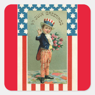 Adesivo Quadrado Vintage Child As Tio Sam Sticker