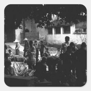 Adesivo Quadrado Vintage China Yangshuo market 1970