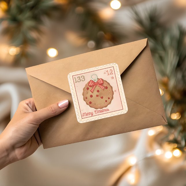 Adesivo Quadrado Vintage Christmas Cookie Ornament (Criador carregado)