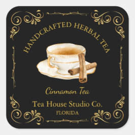Adesivo Quadrado Vintage Cinnamon Tea Square Label