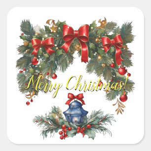 Adesivo Quadrado Vintage Classic Christmas I
