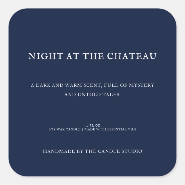 Adesivo Quadrado Vintage Clássico Vintage - Vela Azul Escuro (Frente)