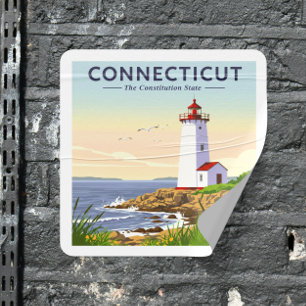 Adesivo Quadrado Vintage Connecticut