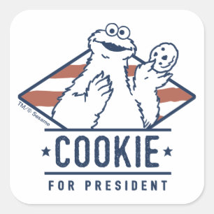 Adesivo Quadrado Vintage Cookie Monster para Presidente