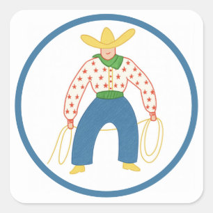 Adesivo Quadrado Vintage Cowboy Sticker
