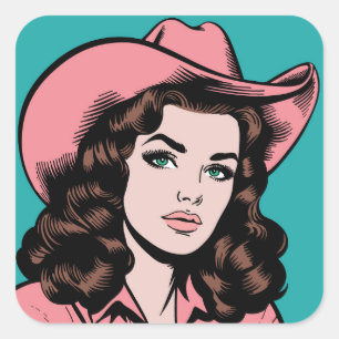 Adesivo Quadrado Vintage Cowgirl Charm Stickers