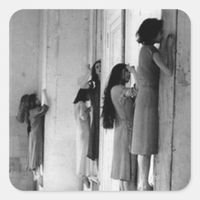 Adesivo Quadrado Vintage Creepy Possuindo Mulheres (Frente)