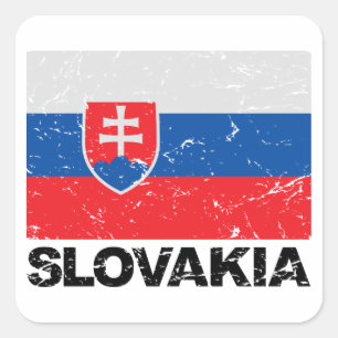 Adesivo Quadrado Vintage da bandeira de Slovakia