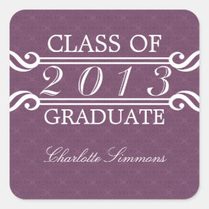 Adesivo Quadrado Vintage Damask 2013 Graduation Stickers