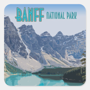 Adesivo Quadrado Vintage de Canadá do parque nacional de Banff do